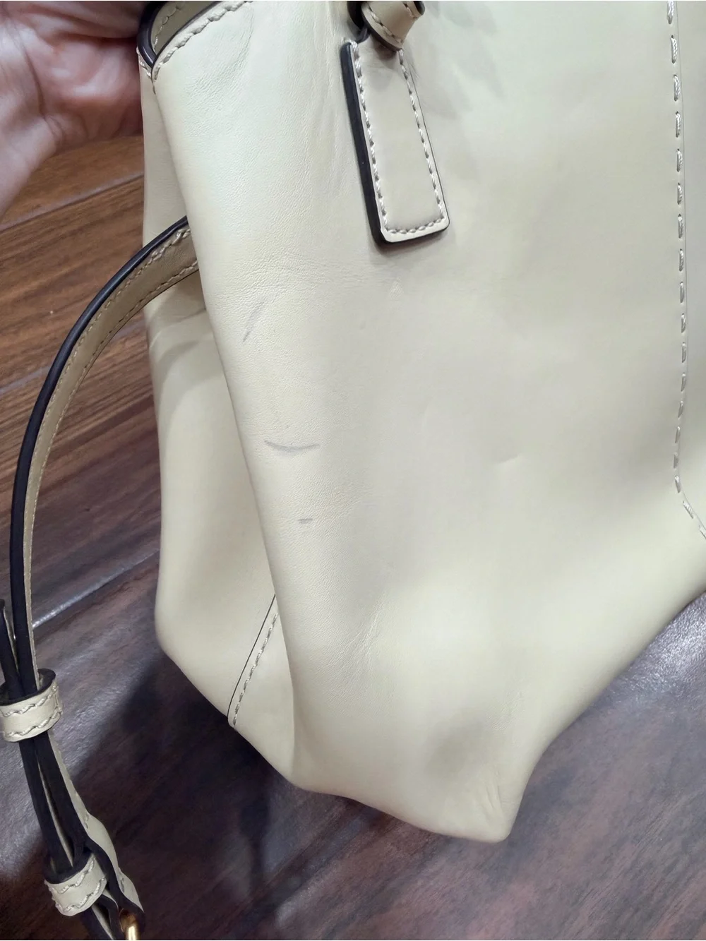 Tory Burch Cream Structured Tote Handbag
